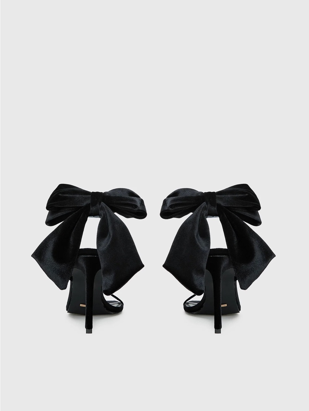Billini Black Velvet Bow Ankle Strap Heels - Picture 4 of 10